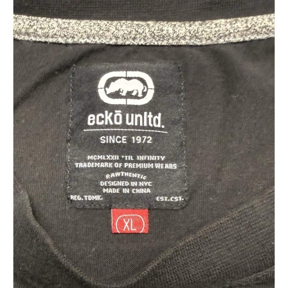 Ecko Unltd Rhino Logo Graphic T Shirt XL Black Y2K Hip Hop Streetwear - Picture 3 of 4